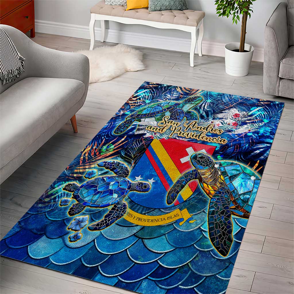 San Andres and Providencia Area Rug Sea Turtle Tropical Pattern