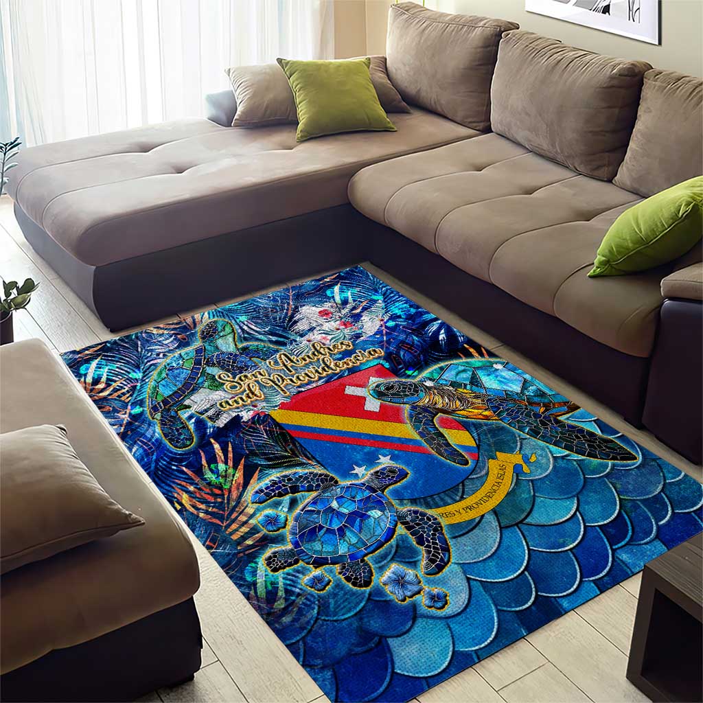 San Andres and Providencia Area Rug Sea Turtle Tropical Pattern