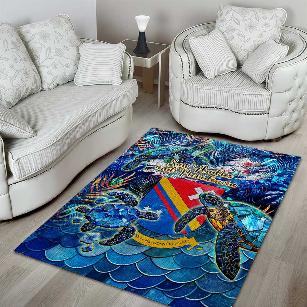 San Andres and Providencia Area Rug Sea Turtle Tropical Pattern