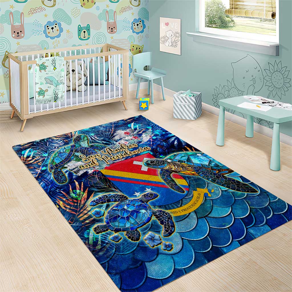 San Andres and Providencia Area Rug Sea Turtle Tropical Pattern