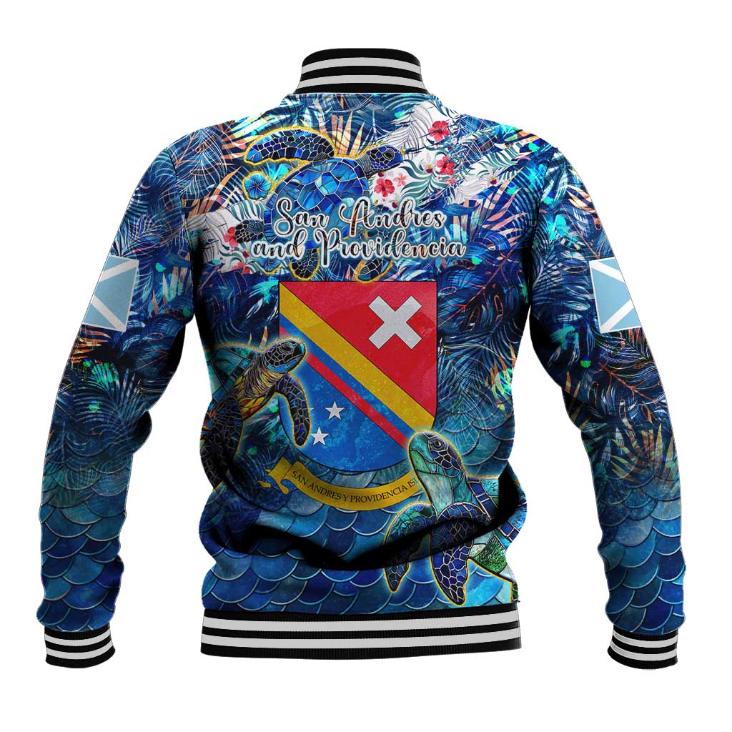 San Andres and Providencia Baseball Jacket Sea Turtle Tropical Pattern