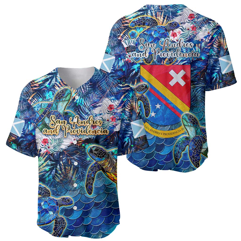 San Andres and Providencia Baseball Jersey Sea Turtle Tropical Pattern