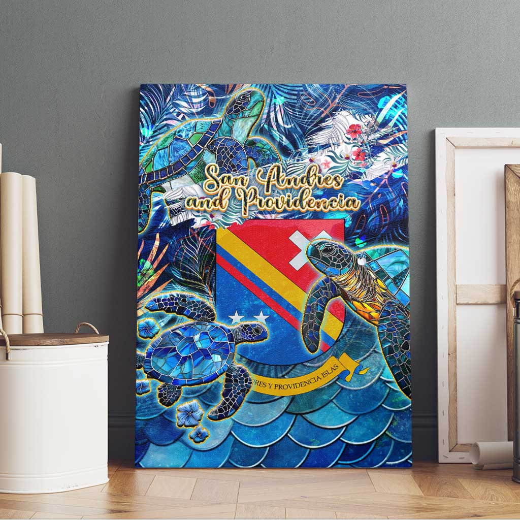 San Andres and Providencia Canvas Wall Art Sea Turtle Tropical Pattern