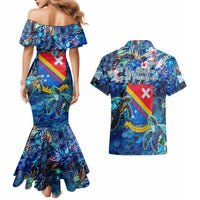 San Andres and Providencia Couples Matching Mermaid Dress and Hawaiian Shirt Sea Turtle Tropical Pattern