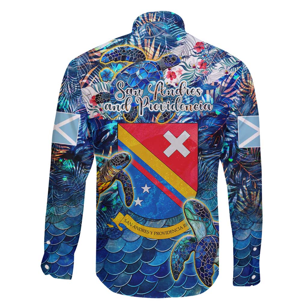 San Andres and Providencia Family Matching Long Sleeve Bodycon Dress and Hawaiian Shirt Sea Turtle Tropical Pattern