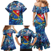 San Andres and Providencia Family Matching Mermaid Dress and Hawaiian Shirt Sea Turtle Tropical Pattern