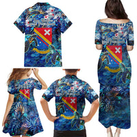 San Andres and Providencia Family Matching Puletasi and Hawaiian Shirt Sea Turtle Tropical Pattern