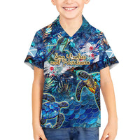 San Andres and Providencia Family Matching Puletasi and Hawaiian Shirt Sea Turtle Tropical Pattern