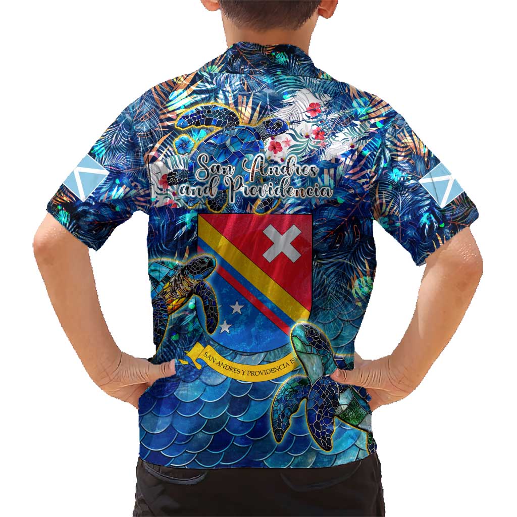 San Andres and Providencia Family Matching Short Sleeve Bodycon Dress and Hawaiian Shirt Sea Turtle Tropical Pattern - Wonder Print Shop