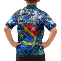 San Andres and Providencia Family Matching Short Sleeve Bodycon Dress and Hawaiian Shirt Sea Turtle Tropical Pattern - Wonder Print Shop
