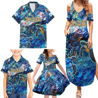 San Andres and Providencia Family Matching Summer Maxi Dress and Hawaiian Shirt Sea Turtle Tropical Pattern - Wonder Print Shop