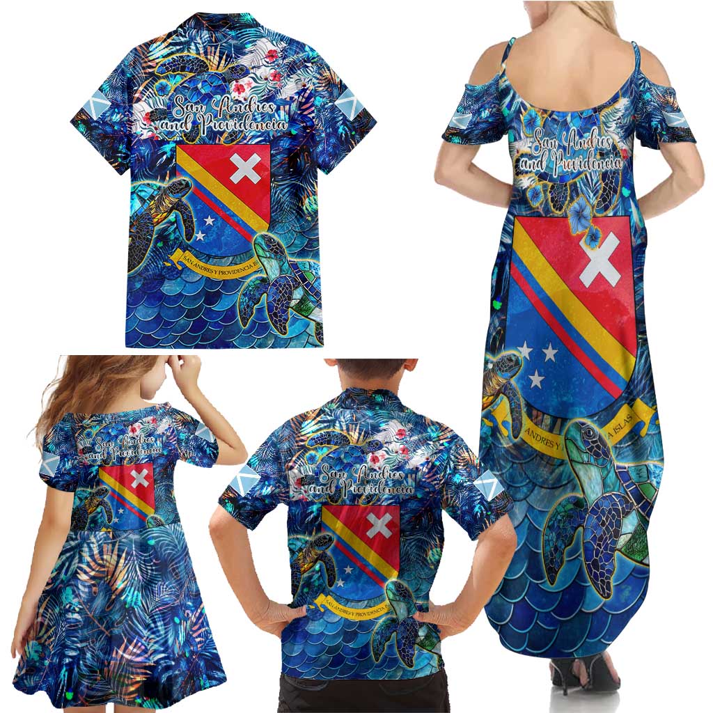 San Andres and Providencia Family Matching Summer Maxi Dress and Hawaiian Shirt Sea Turtle Tropical Pattern - Wonder Print Shop
