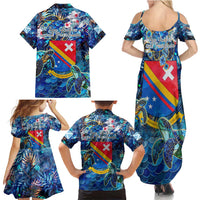 San Andres and Providencia Family Matching Summer Maxi Dress and Hawaiian Shirt Sea Turtle Tropical Pattern - Wonder Print Shop