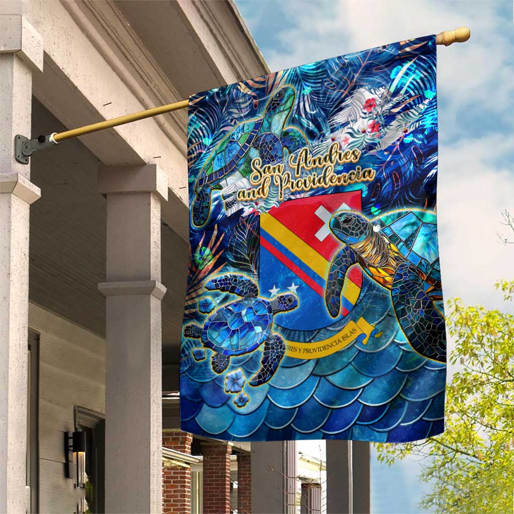 San Andres and Providencia Garden Flag Sea Turtle Tropical Pattern - Wonder Print Shop