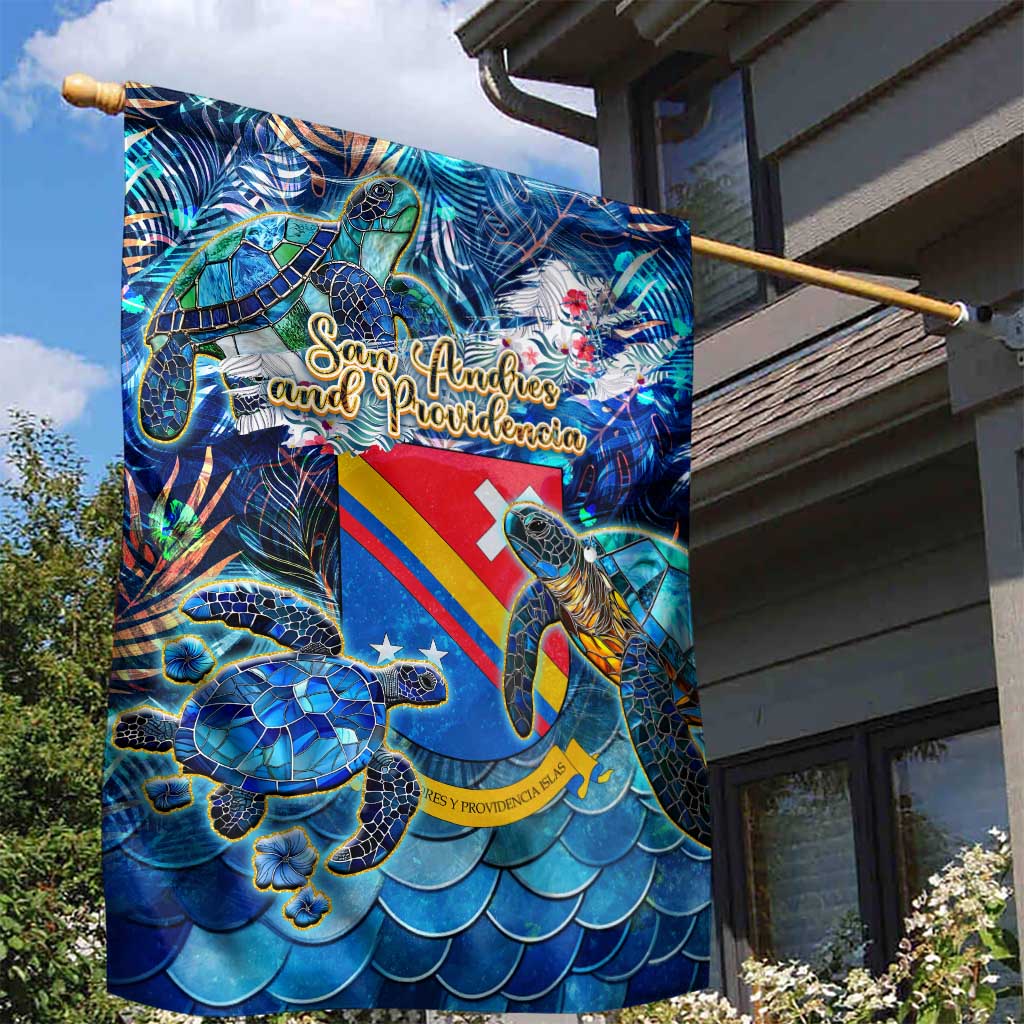 San Andres and Providencia Garden Flag Sea Turtle Tropical Pattern - Wonder Print Shop