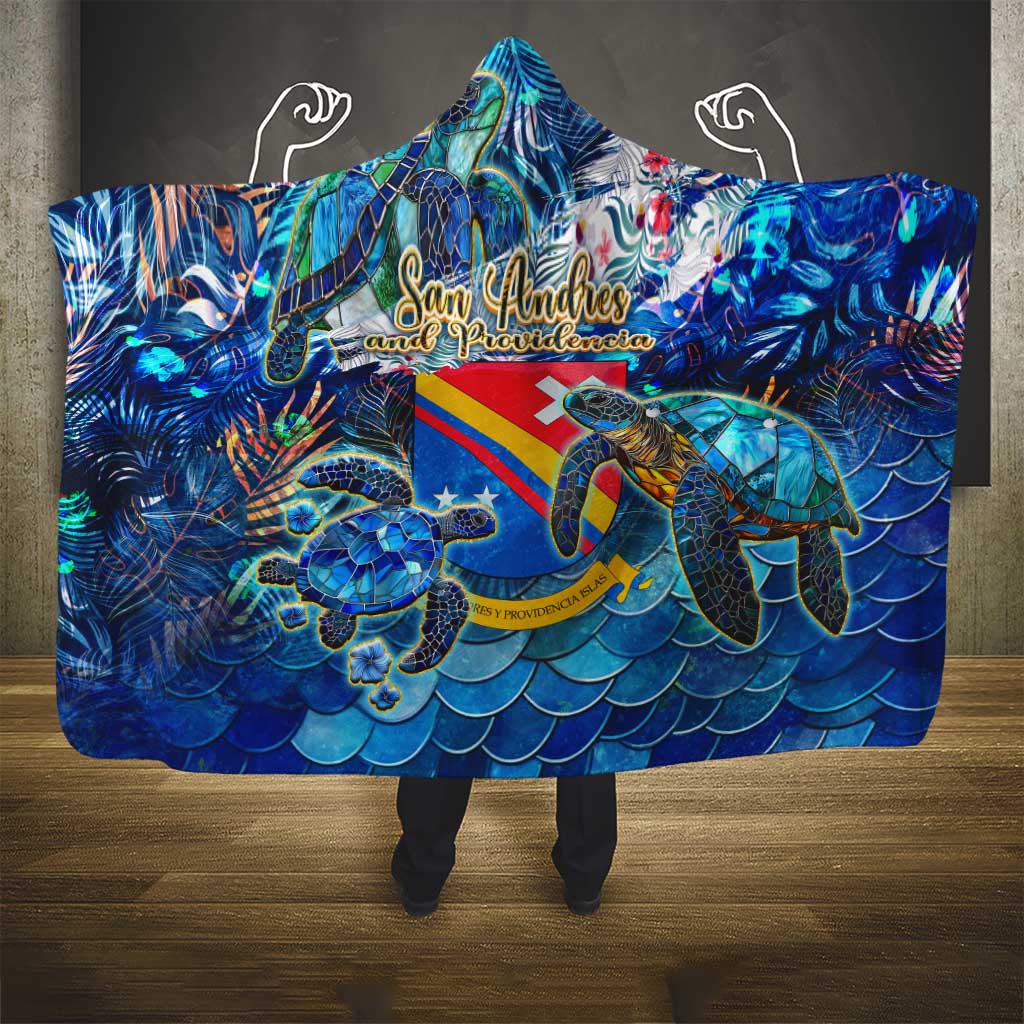 San Andres and Providencia Hooded Blanket Sea Turtle Tropical Pattern - Wonder Print Shop