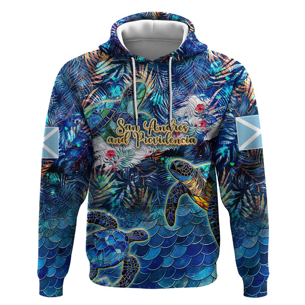San Andres and Providencia Hoodie Sea Turtle Tropical Pattern - Wonder Print Shop