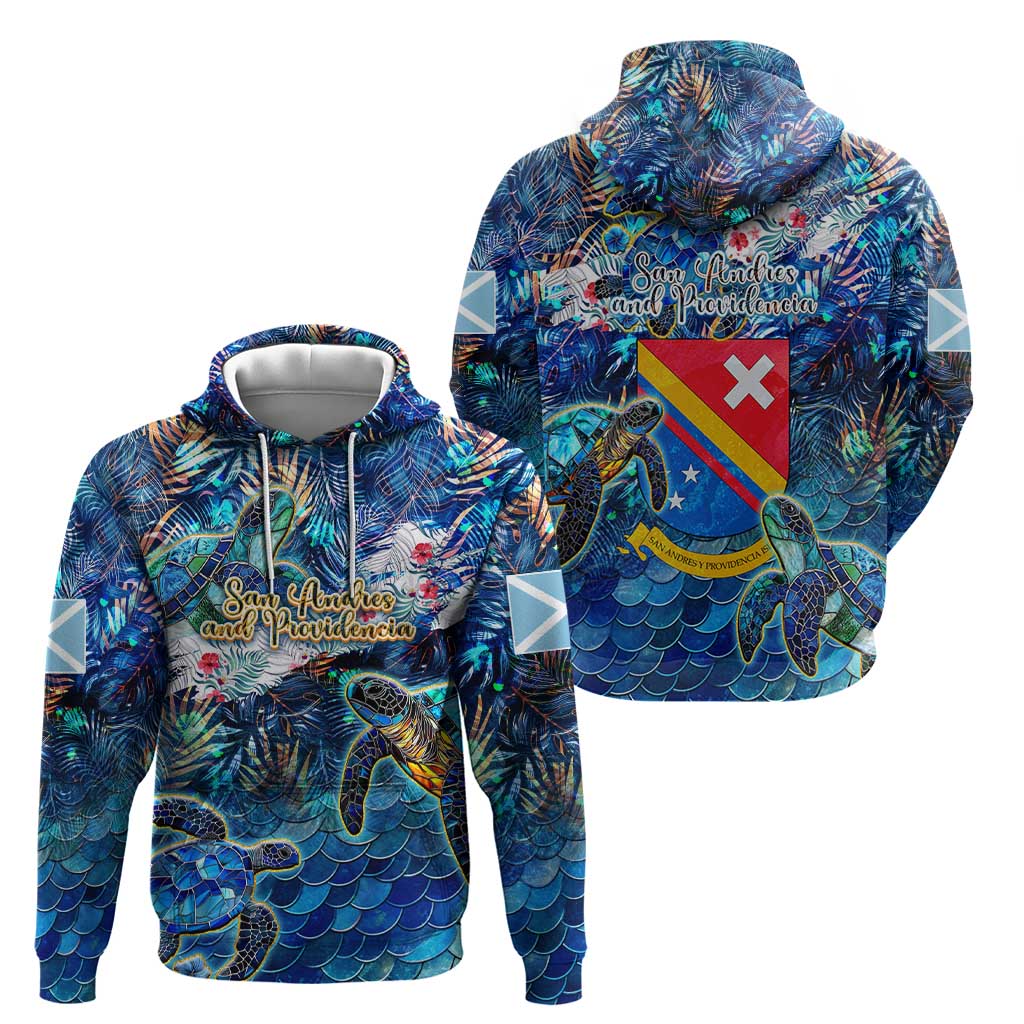 San Andres and Providencia Hoodie Sea Turtle Tropical Pattern - Wonder Print Shop