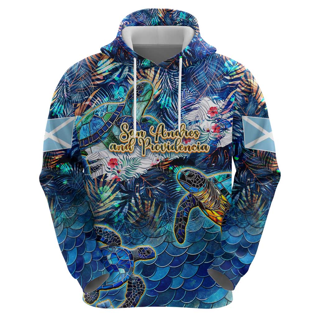 San Andres and Providencia Hoodie Sea Turtle Tropical Pattern - Wonder Print Shop
