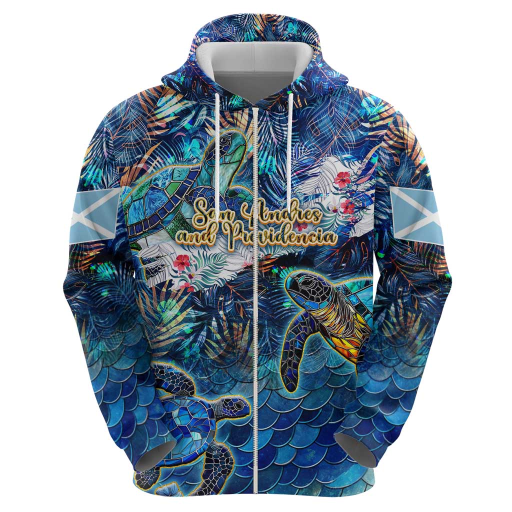 San Andres and Providencia Hoodie Sea Turtle Tropical Pattern - Wonder Print Shop