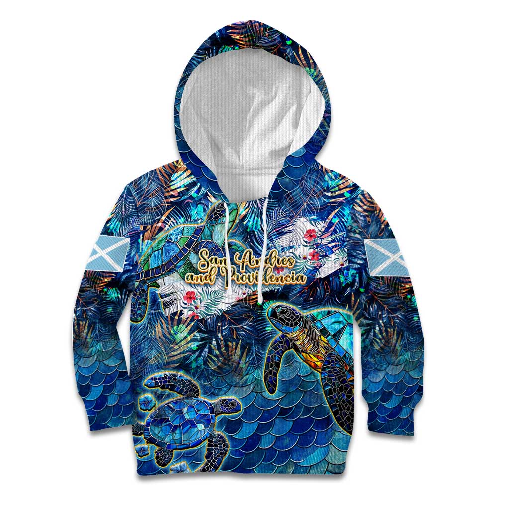San Andres and Providencia Kid Hoodie Sea Turtle Tropical Pattern - Wonder Print Shop