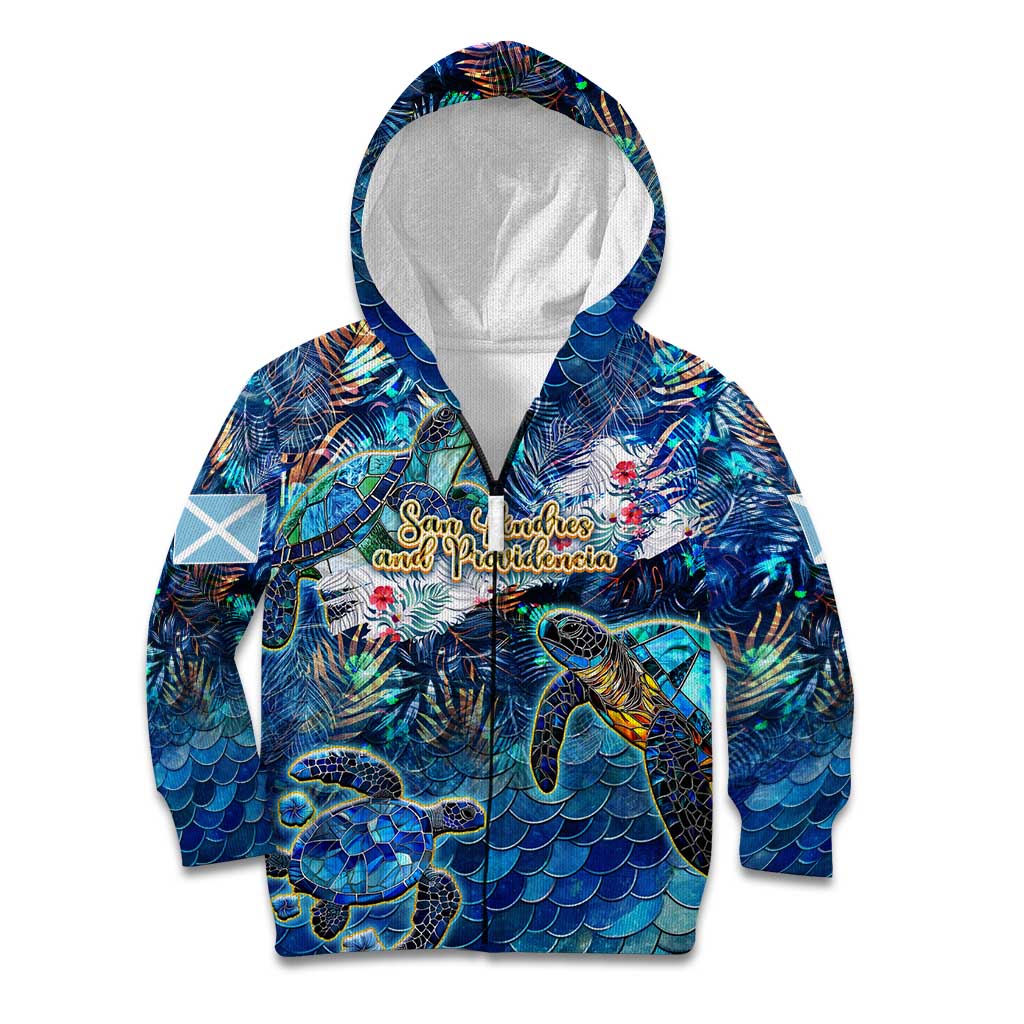 San Andres and Providencia Kid Hoodie Sea Turtle Tropical Pattern - Wonder Print Shop