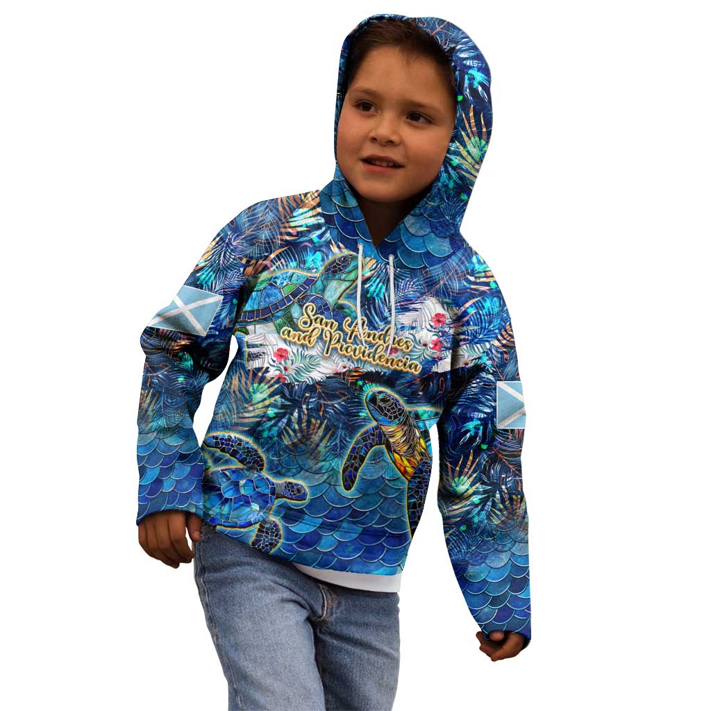 San Andres and Providencia Kid Hoodie Sea Turtle Tropical Pattern - Wonder Print Shop