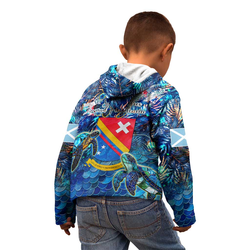 San Andres and Providencia Kid Hoodie Sea Turtle Tropical Pattern - Wonder Print Shop
