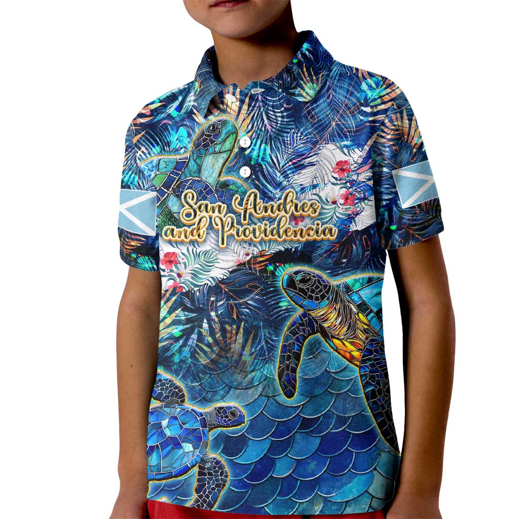 San Andres and Providencia Kid Polo Shirt Sea Turtle Tropical Pattern - Wonder Print Shop