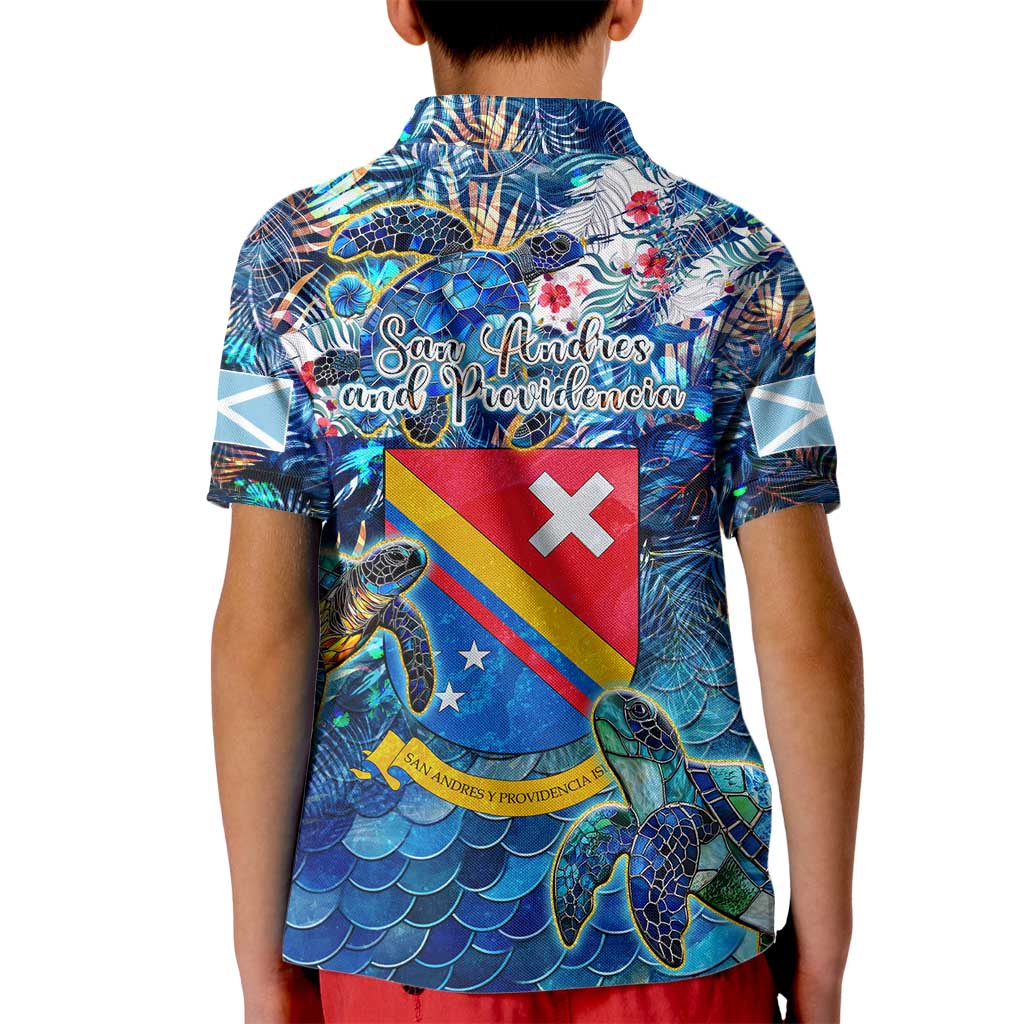 San Andres and Providencia Kid Polo Shirt Sea Turtle Tropical Pattern - Wonder Print Shop