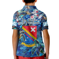 San Andres and Providencia Kid Polo Shirt Sea Turtle Tropical Pattern - Wonder Print Shop