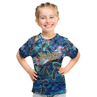 San Andres and Providencia Kid T Shirt Sea Turtle Tropical Pattern - Wonder Print Shop