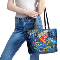 San Andres and Providencia Leather Tote Bag Sea Turtle Tropical Pattern