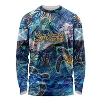 San Andres and Providencia Long Sleeve Shirt Sea Turtle Tropical Pattern - Wonder Print Shop