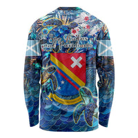 San Andres and Providencia Long Sleeve Shirt Sea Turtle Tropical Pattern - Wonder Print Shop