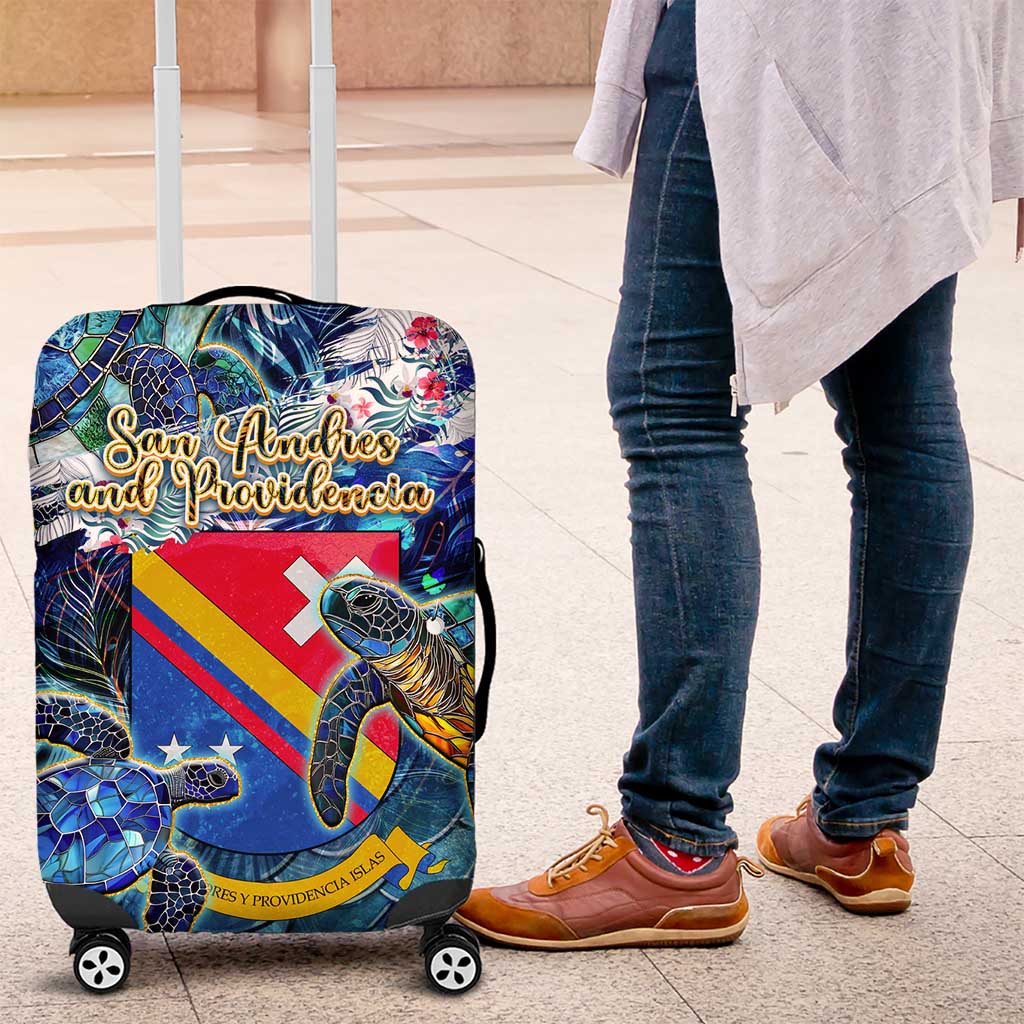 San Andres and Providencia Luggage Cover Sea Turtle Tropical Pattern - Wonder Print Shop