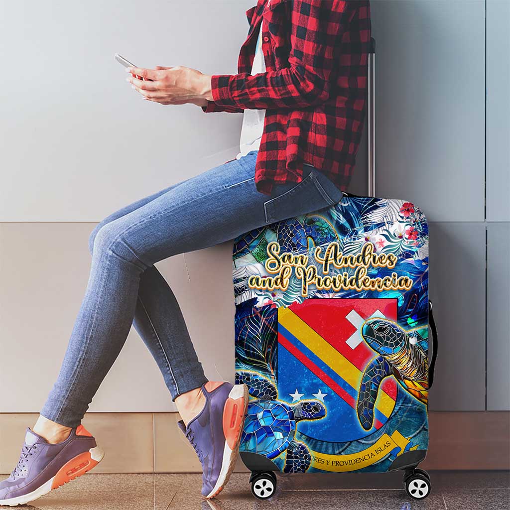 San Andres and Providencia Luggage Cover Sea Turtle Tropical Pattern - Wonder Print Shop
