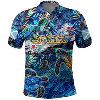 San Andres and Providencia Polo Shirt Sea Turtle Tropical Pattern - Wonder Print Shop