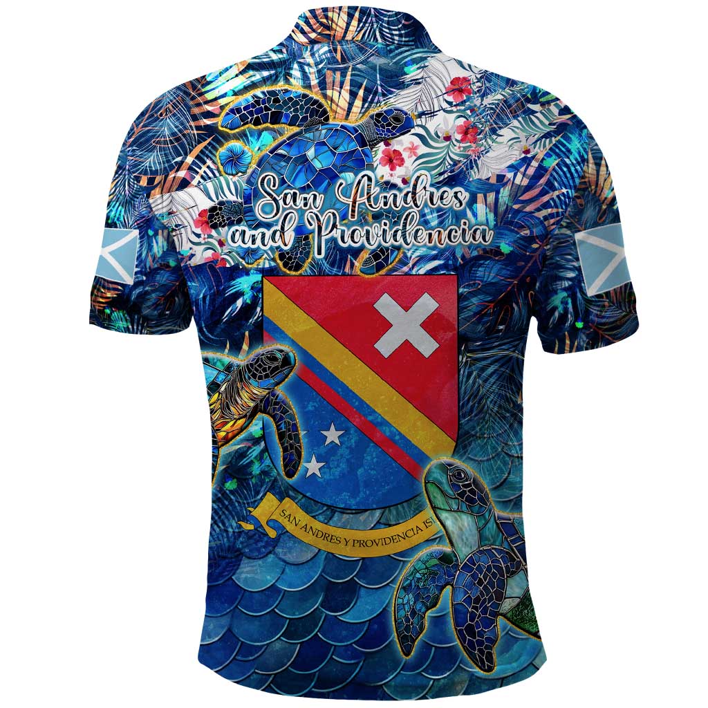 San Andres and Providencia Polo Shirt Sea Turtle Tropical Pattern - Wonder Print Shop