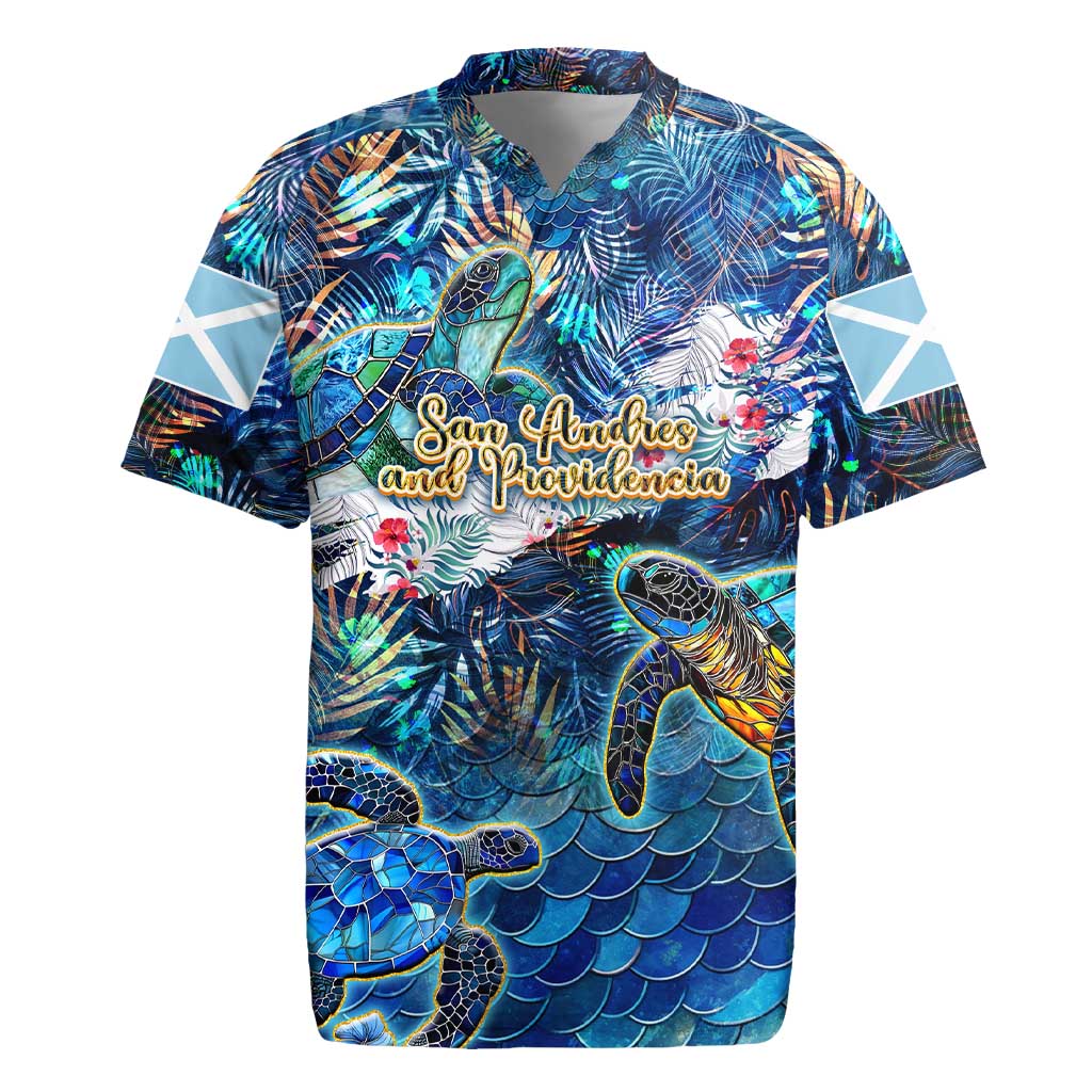 San Andres and Providencia Rugby Jersey Sea Turtle Tropical Pattern - Wonder Print Shop