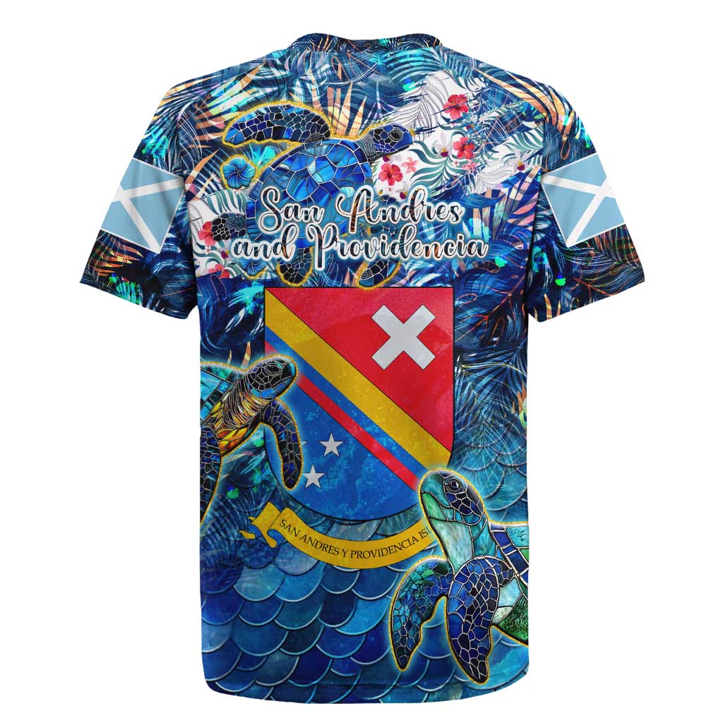 San Andres and Providencia Rugby Jersey Sea Turtle Tropical Pattern - Wonder Print Shop