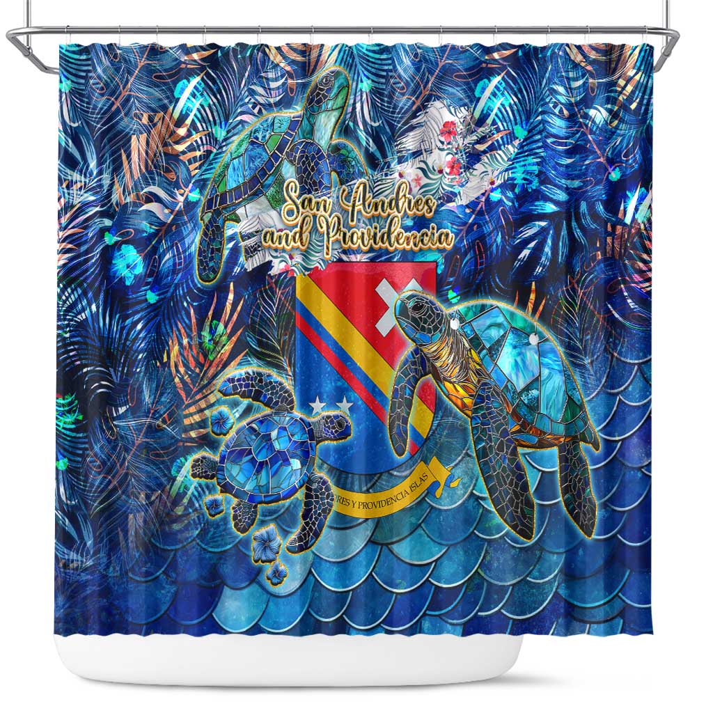 San Andres and Providencia Shower Curtain Sea Turtle Tropical Pattern - Wonder Print Shop