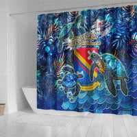 San Andres and Providencia Shower Curtain Sea Turtle Tropical Pattern - Wonder Print Shop