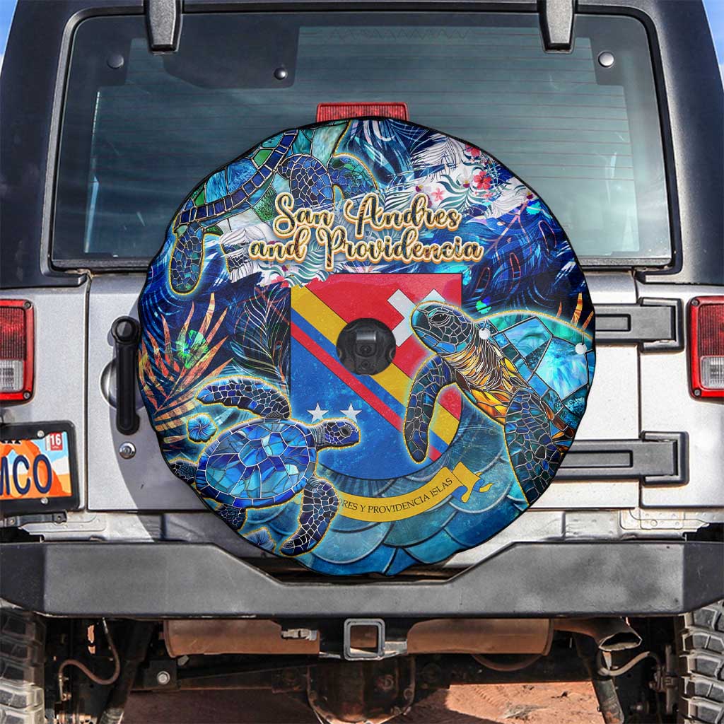 San Andres and Providencia Spare Tire Cover Sea Turtle Tropical Pattern - Wonder Print Shop