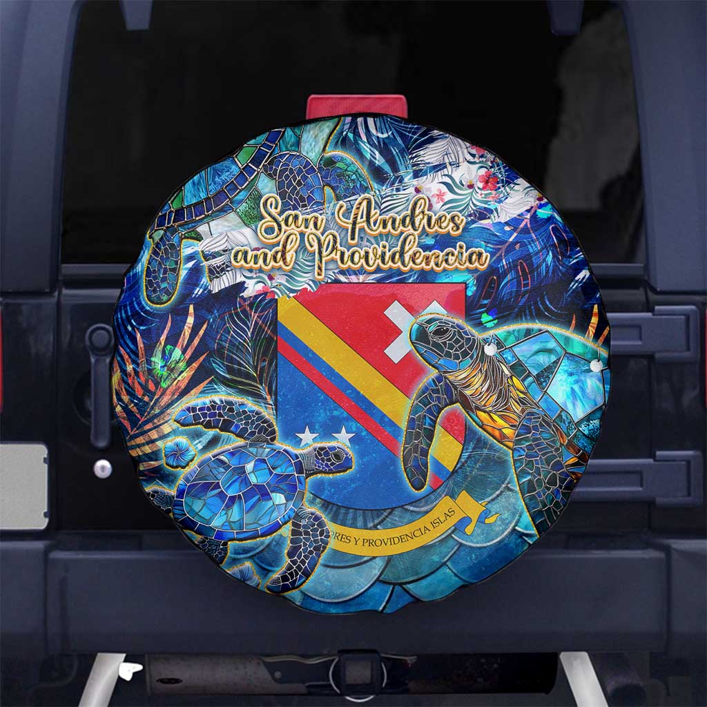 San Andres and Providencia Spare Tire Cover Sea Turtle Tropical Pattern - Wonder Print Shop