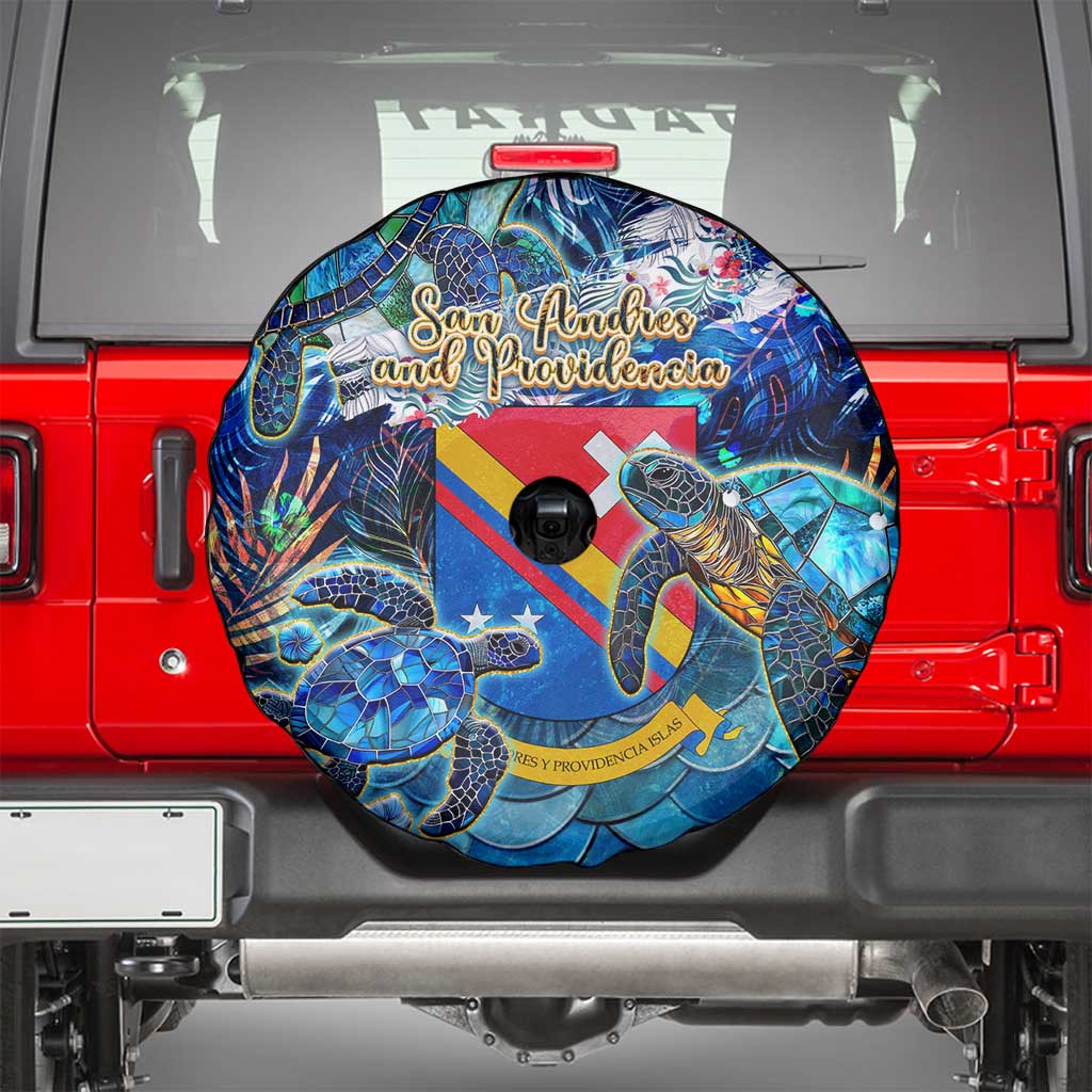 San Andres and Providencia Spare Tire Cover Sea Turtle Tropical Pattern - Wonder Print Shop