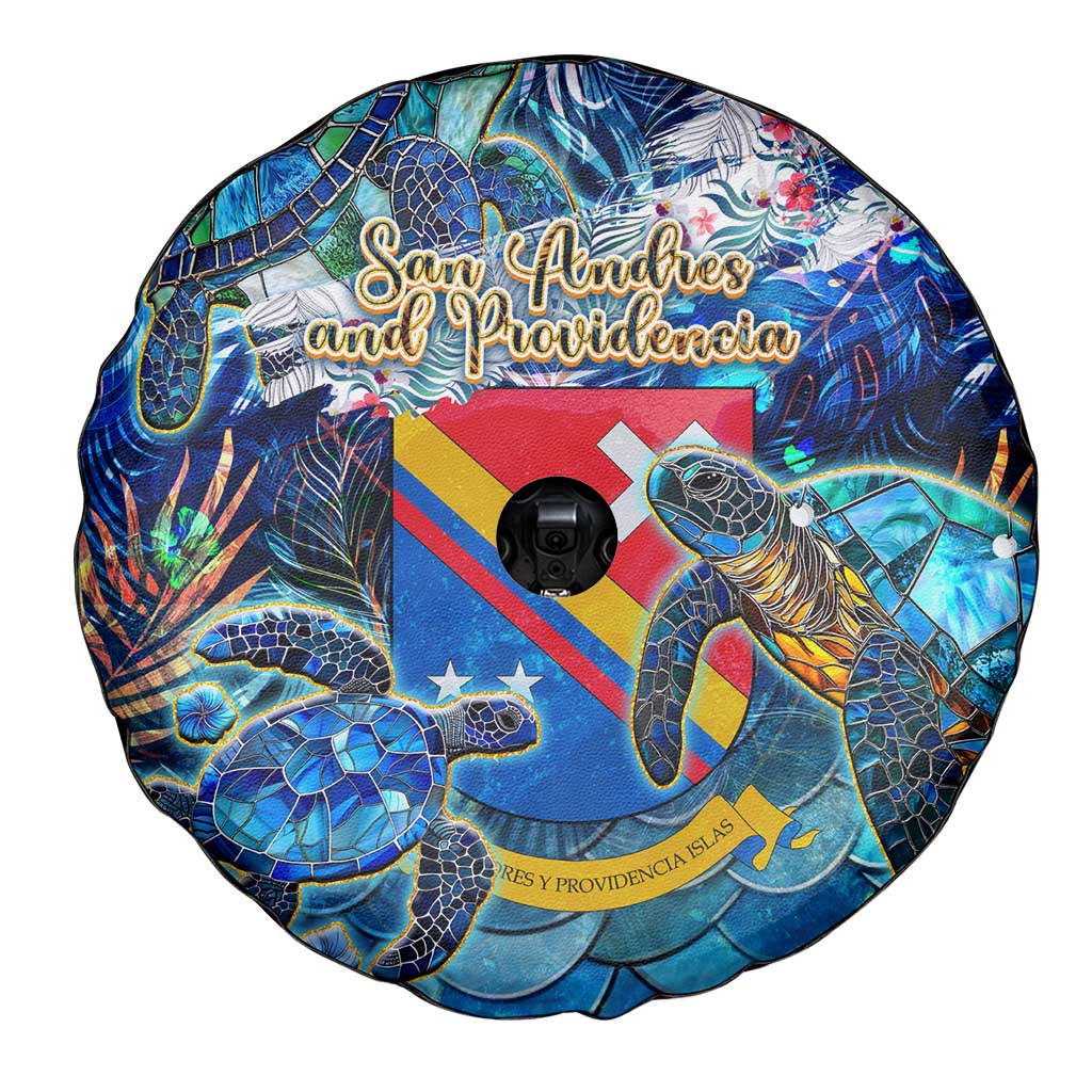San Andres and Providencia Spare Tire Cover Sea Turtle Tropical Pattern - Wonder Print Shop