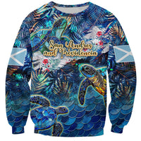 San Andres and Providencia Sweatshirt Sea Turtle Tropical Pattern - Wonder Print Shop