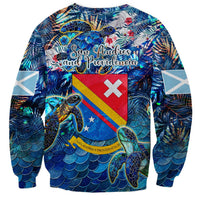 San Andres and Providencia Sweatshirt Sea Turtle Tropical Pattern - Wonder Print Shop