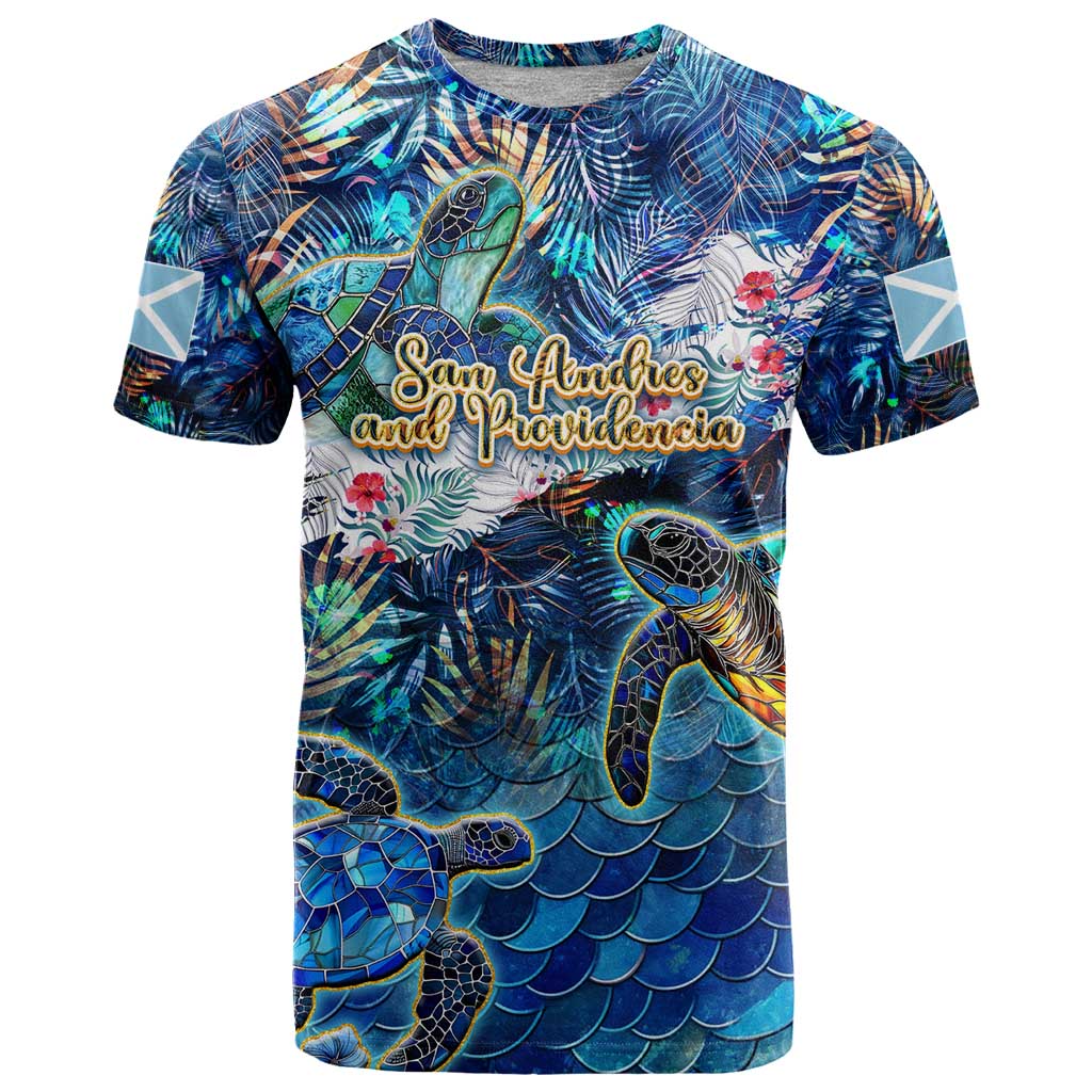 San Andres and Providencia T Shirt Sea Turtle Tropical Pattern - Wonder Print Shop